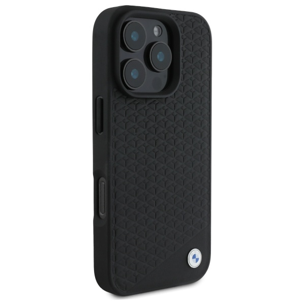 Husa pentru iPhone 16 Pro - BMW Signature Leather Diamond Metal Logo MagSafe  - Black [7]