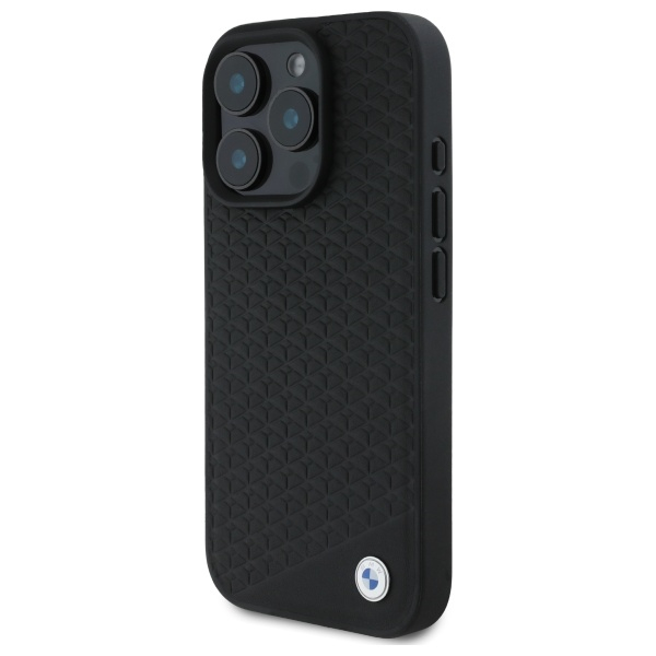 Husa pentru iPhone 16 Pro - BMW Signature Leather Diamond Metal Logo MagSafe  - Black [6]