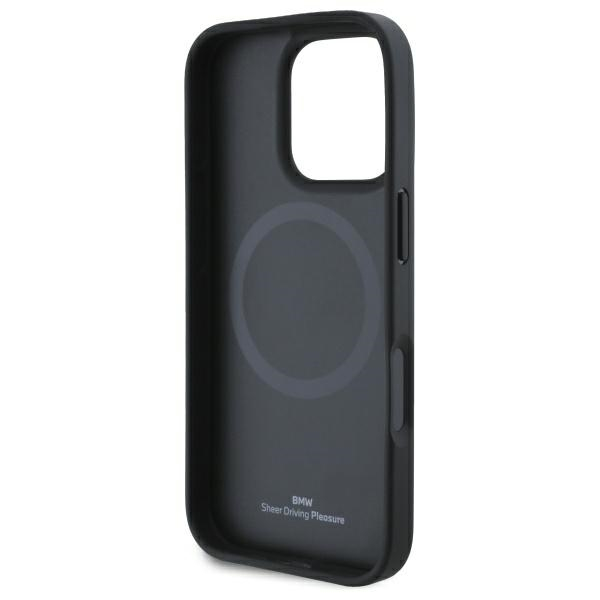 Husa pentru iPhone 16 Pro - BMW Signature Leather Diamond Metal Logo MagSafe  - Black [4]