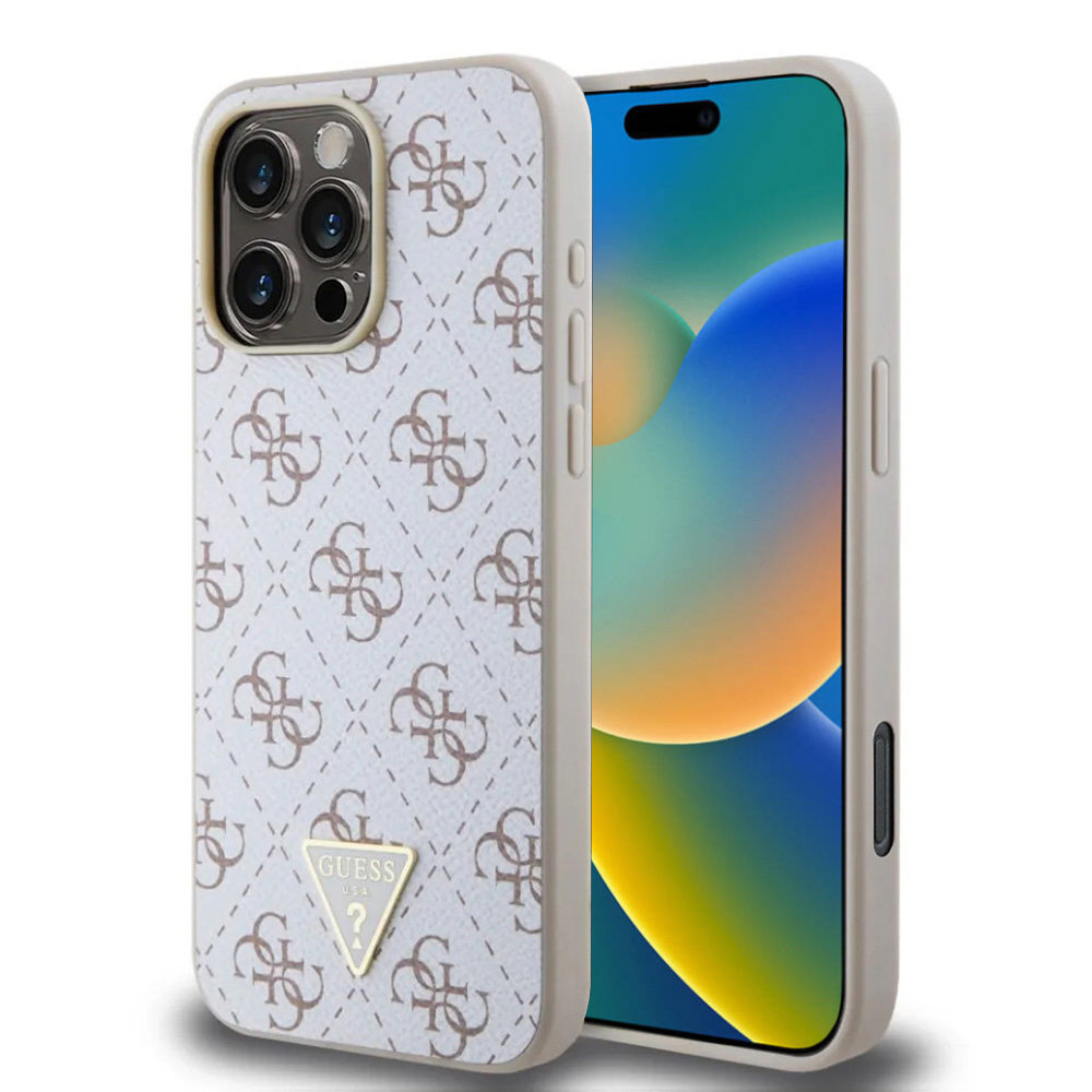 Husa pentru iPhone 16 Pro - Guess Hardcase 4G Triangle Metal Logo  - White [1]