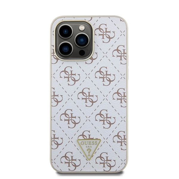 Husa pentru iPhone 16 Pro - Guess Hardcase 4G Triangle Metal Logo  - White [2]