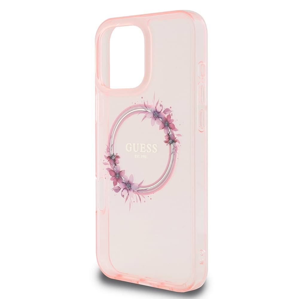 Husa pentru iPhone 16 Pro - Guess IML Flowers Wreath MagSafe  - Pink [5]