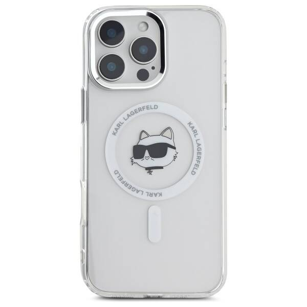 Husa pentru iPhone 16 Pro - Karl Lagerfeld IML MagSafe  - White Metal Choupette`s Head [5]