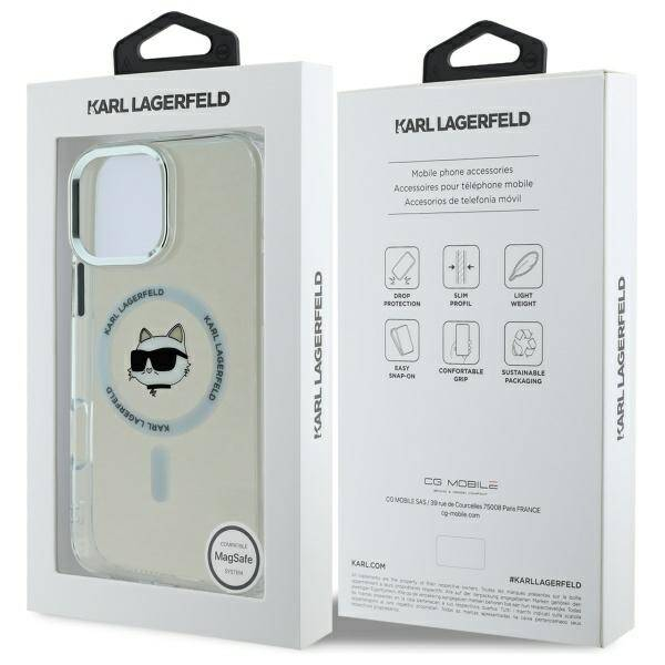 Husa pentru iPhone 16 Pro - Karl Lagerfeld IML MagSafe  - White Metal Choupette`s Head [7]
