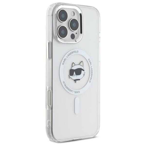 Husa pentru iPhone 16 Pro - Karl Lagerfeld IML MagSafe  - White Metal Choupette`s Head [4]