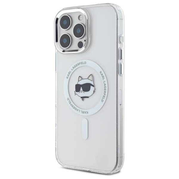 Husa pentru iPhone 16 Pro - Karl Lagerfeld IML MagSafe  - White Metal Choupette`s Head [6]