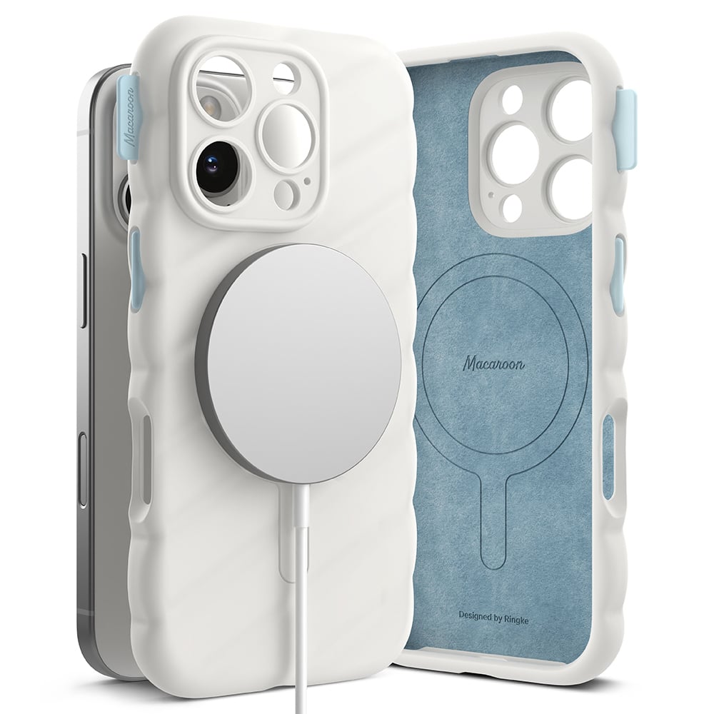 Husa pentru iPhone 16 Pro - Macaron Silicone MagSafe - White [1]