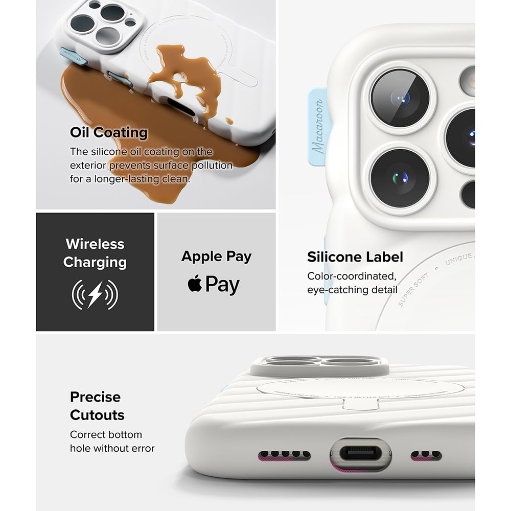 Husa pentru iPhone 16 Pro - Macaron Silicone MagSafe - White [4]