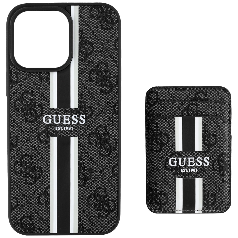Husa pentru iPhone 16 Pro Max - Guess Cardslot 4G Stripes MagSafe (GUBPHCP16XP4RPSK) - Black [3]
