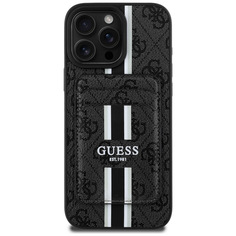 Husa pentru iPhone 16 Pro Max - Guess Cardslot 4G Stripes MagSafe (GUBPHCP16XP4RPSK) - Black [2]