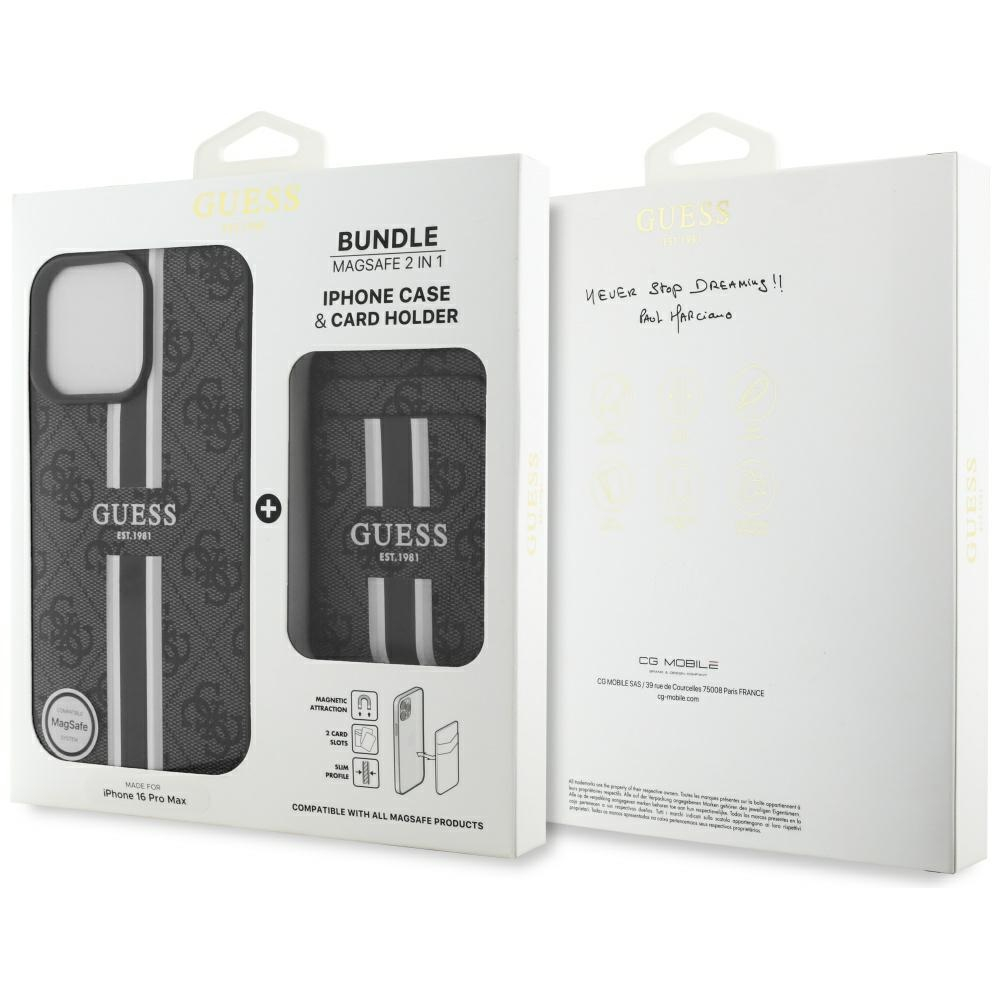 Husa pentru iPhone 16 Pro Max - Guess Cardslot 4G Stripes MagSafe (GUBPHCP16XP4RPSK) - Black [6]