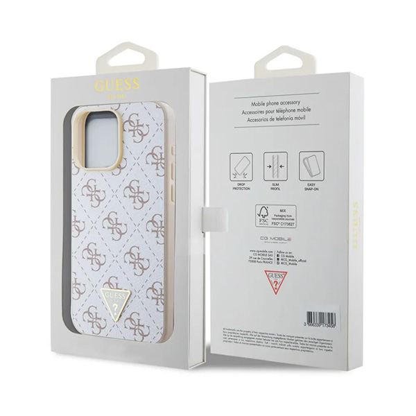 Husa pentru iPhone 16 Pro Max - Guess Hardcase 4G Triangle Metal Logo  - White [7]