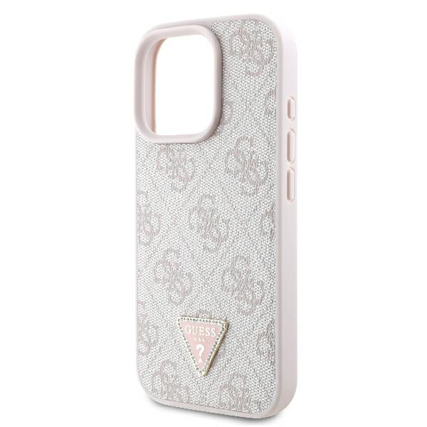 Husa pentru iPhone 16 Pro Max - Guess Leather 4G Triangle Strass  - Pink [6]