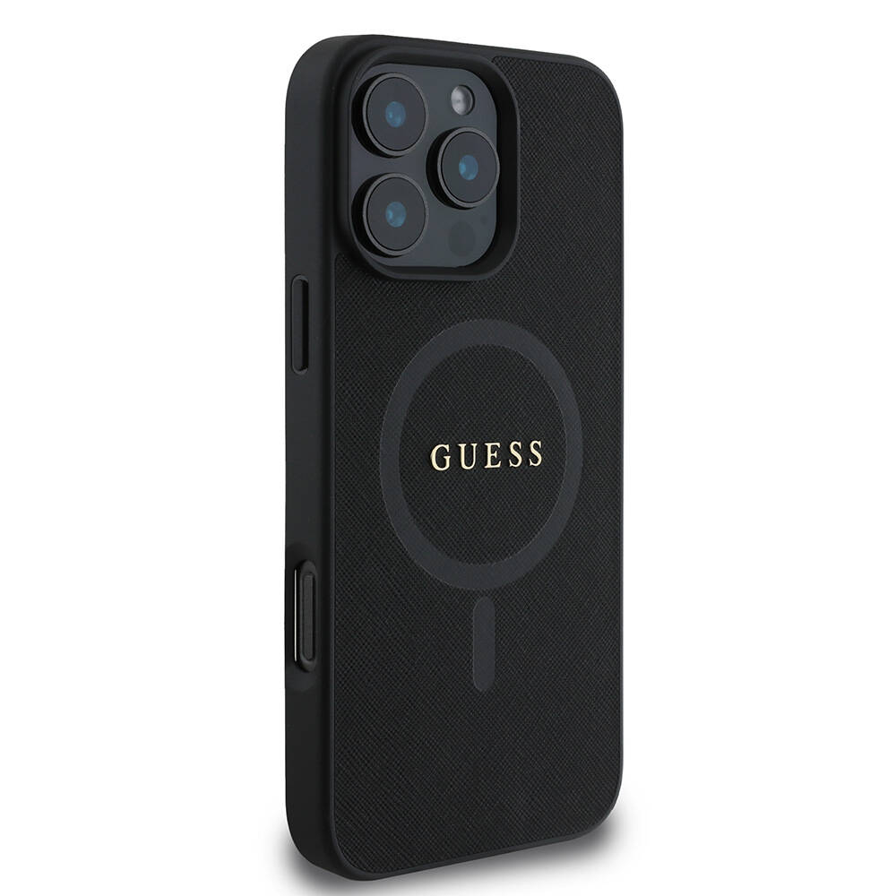 Husa pentru iPhone 16 Pro Max - Guess Saffiano Classic Logo MagSafe  - Black [4]