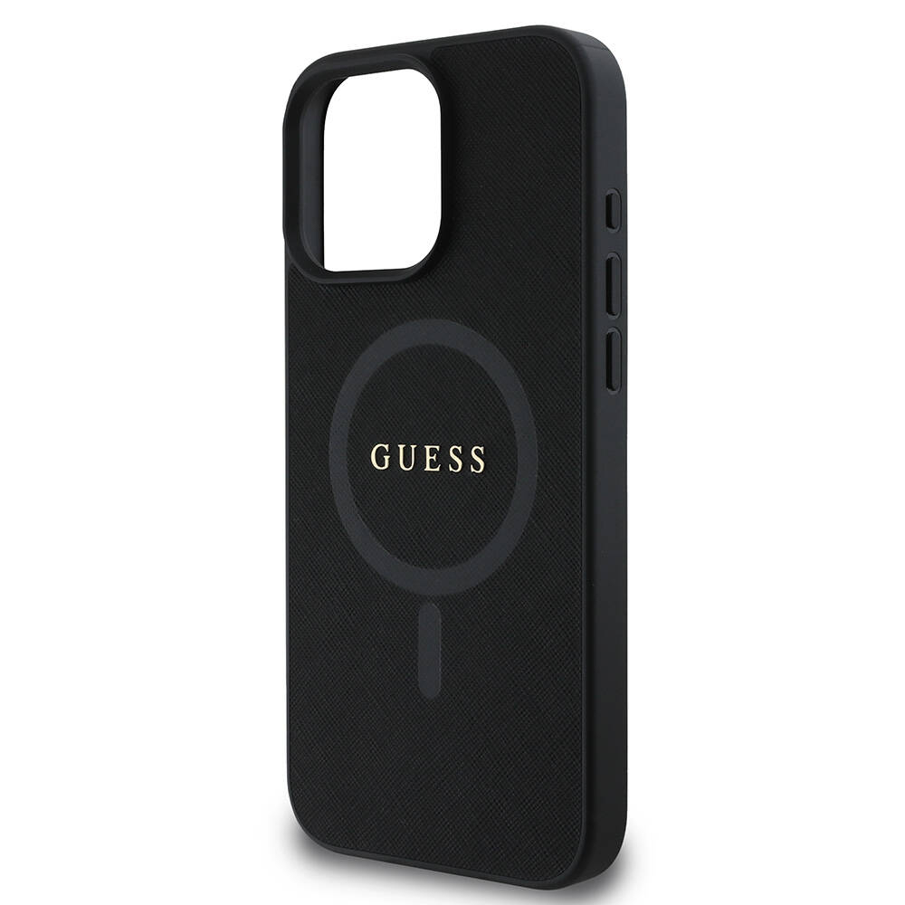 Husa pentru iPhone 16 Pro Max - Guess Saffiano Classic Logo MagSafe  - Black [5]