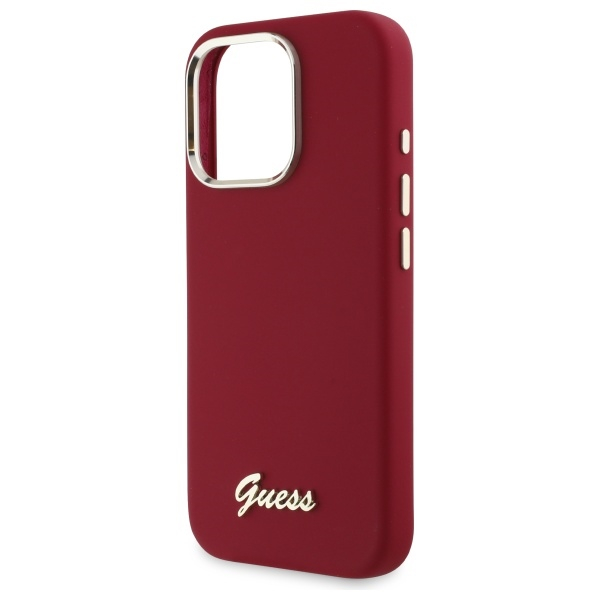 Husa pentru iPhone 16 Pro Max - Guess Silicone Script Metal Logo - Red [5]