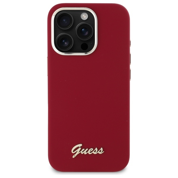 Husa pentru iPhone 16 Pro Max - Guess Silicone Script Metal Logo - Red [2]