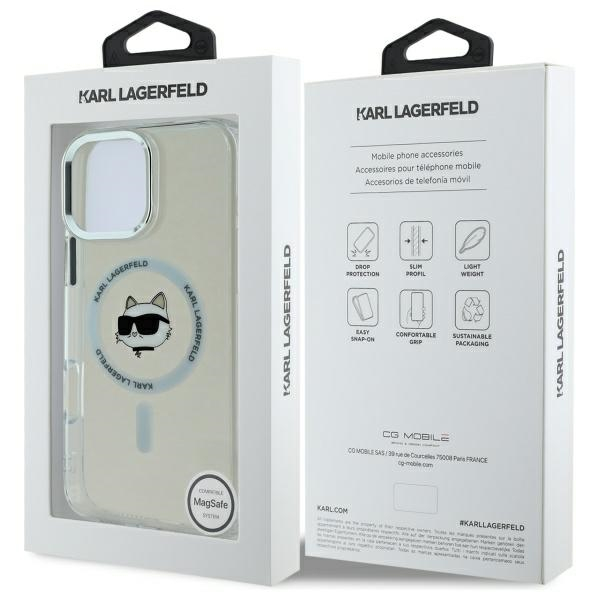 Husa pentru iPhone 16 Pro Max - Karl Lagerfeld IML MagSafe  - White Metal Choupette`s Head [7]