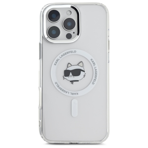 Husa pentru iPhone 16 Pro Max - Karl Lagerfeld IML MagSafe  - White Metal Choupette`s Head [4]
