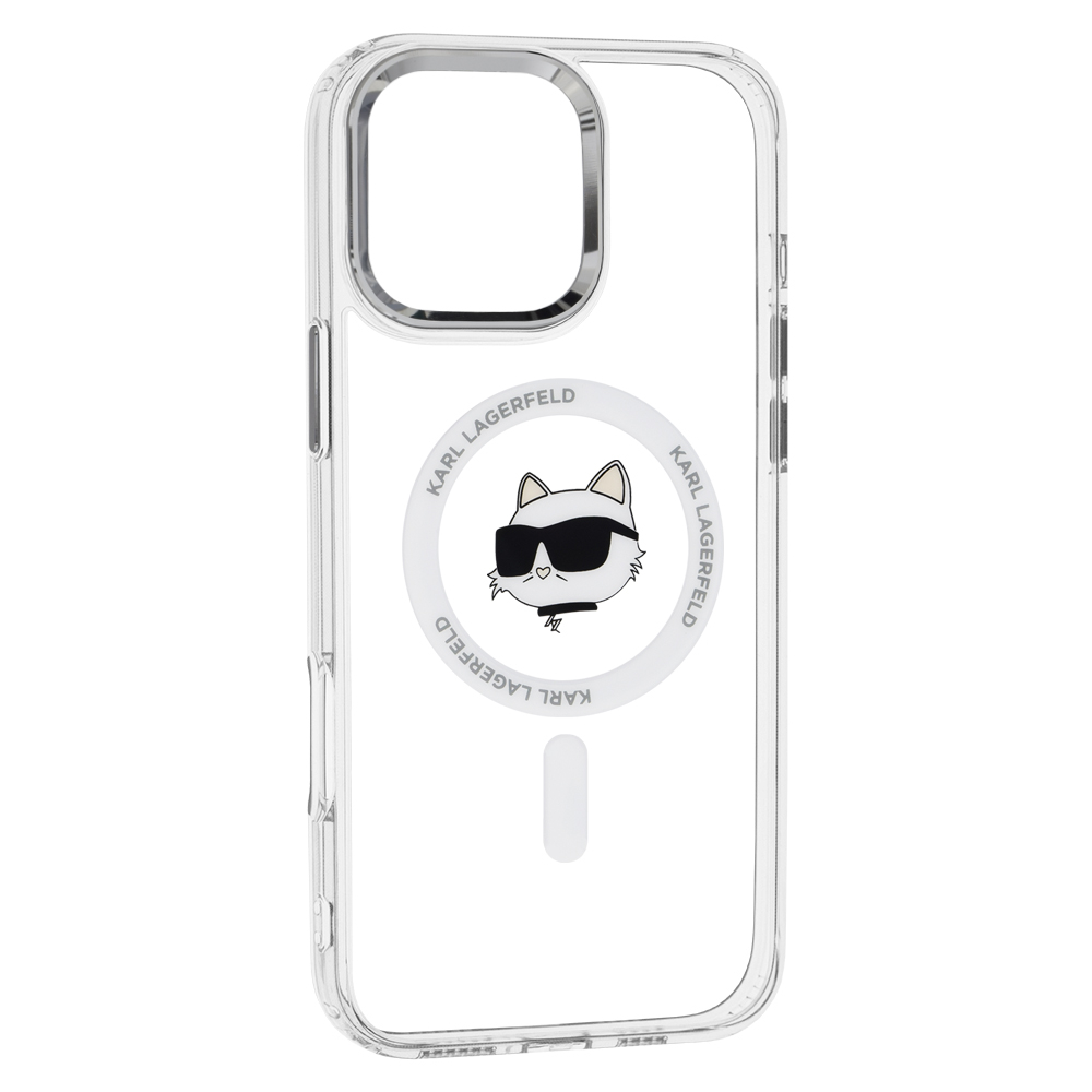 Husa pentru iPhone 16 Pro Max - Karl Lagerfeld IML MagSafe  - White Metal Choupette`s Head [2]