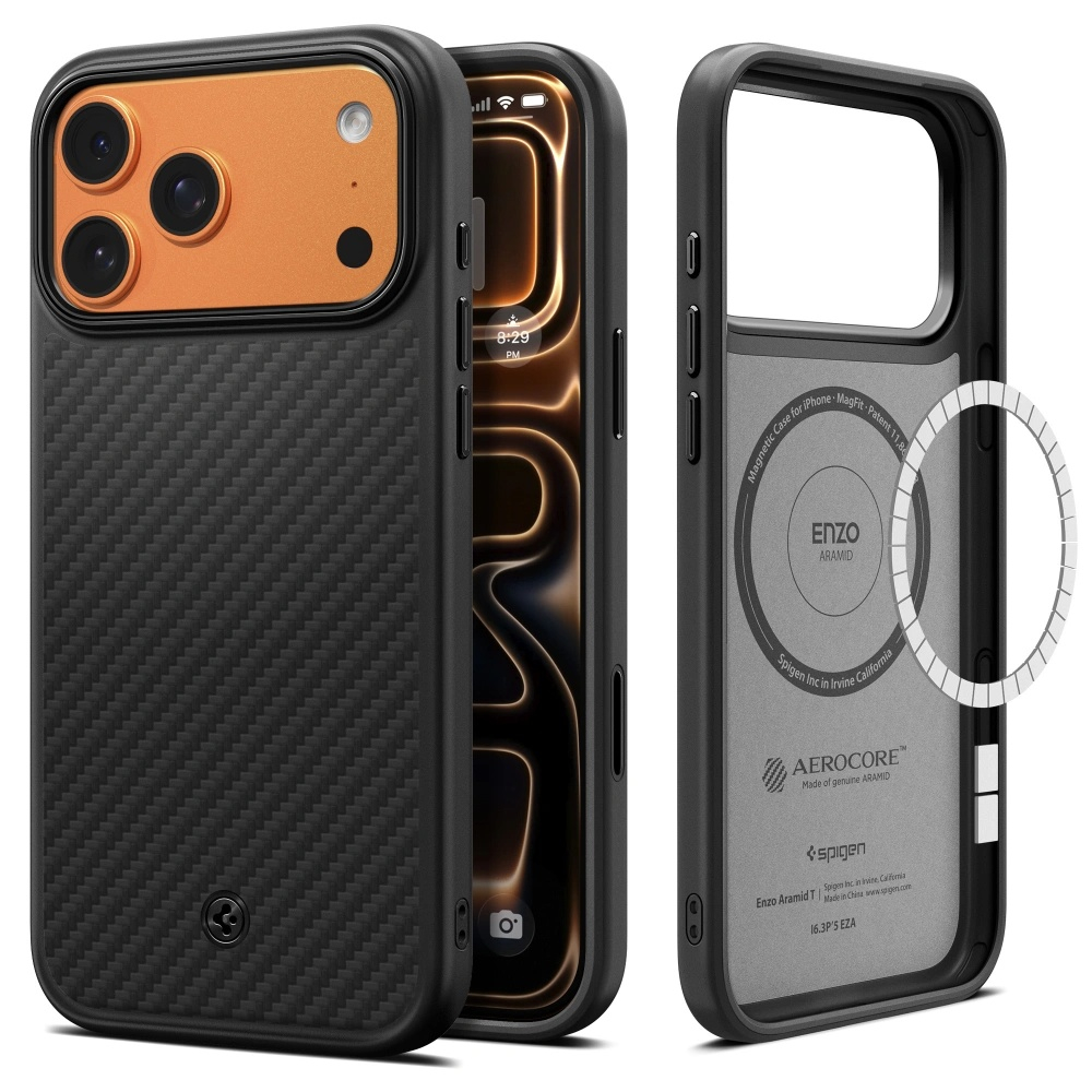 Husa pentru iPhone 17 Pro Max - Spigen Enzo Aramid "T" MagSafe - Black [1]