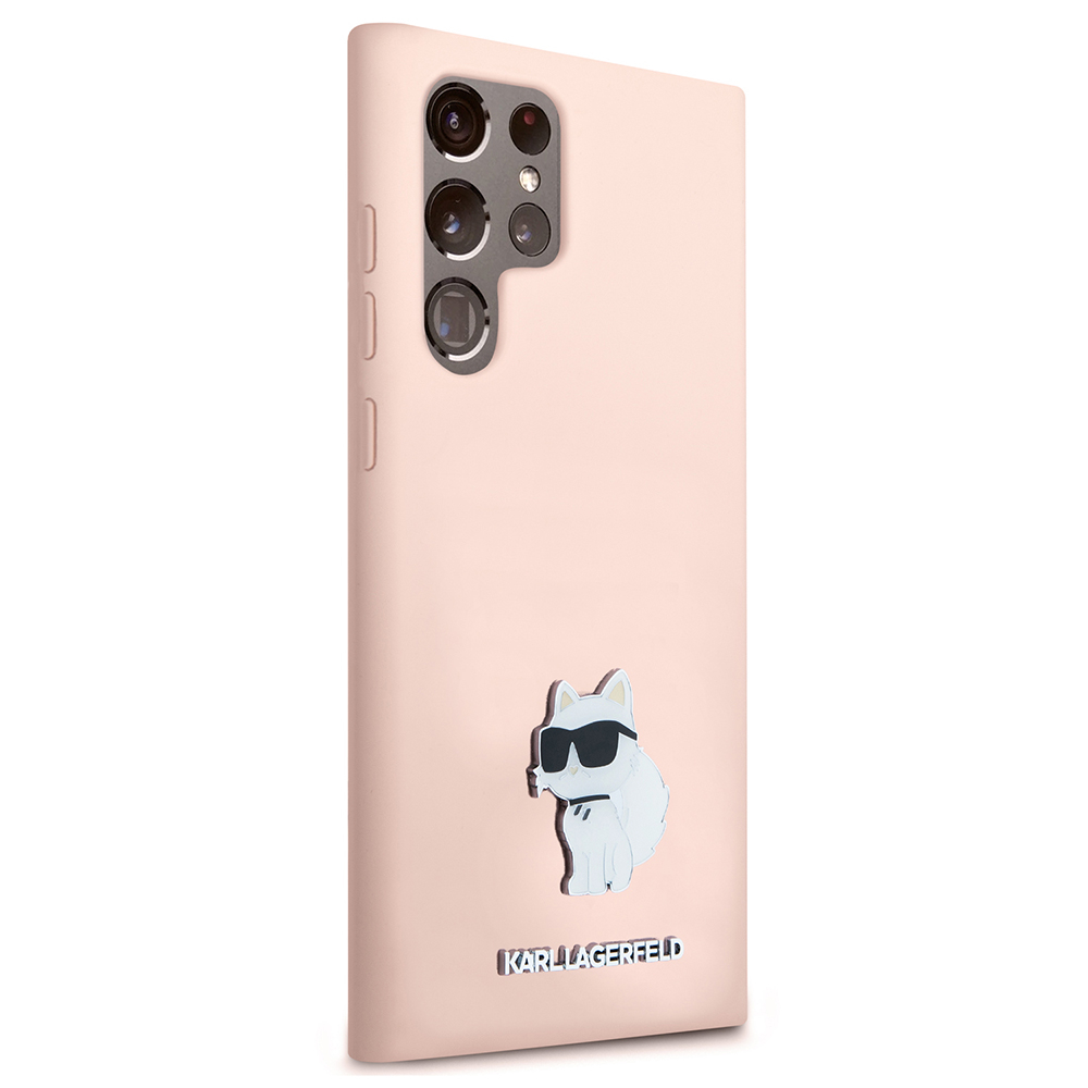 Husa pentru Samsung Galaxy S23 Ultra - Karl Lagerfeld Silicone  - Pink Choupette Metal Pin [2]
