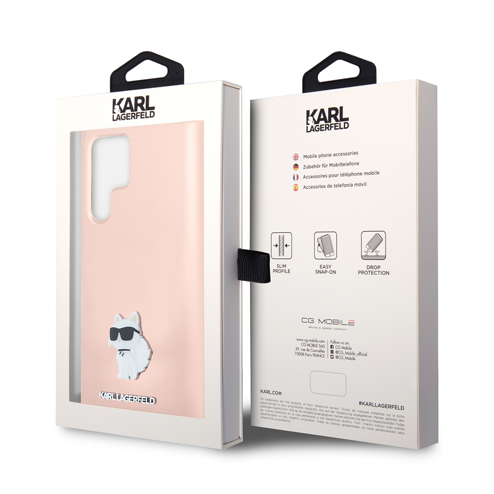 Husa pentru Samsung Galaxy S23 Ultra - Karl Lagerfeld Silicone  - Pink Choupette Metal Pin [7]
