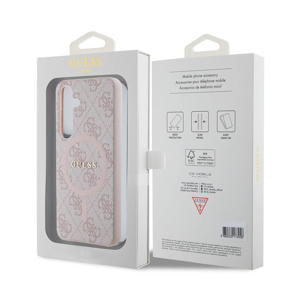 Husa pentru Samsung Galaxy S24 - Guess 4G Collection Leather MagSafe  - Pink [7]