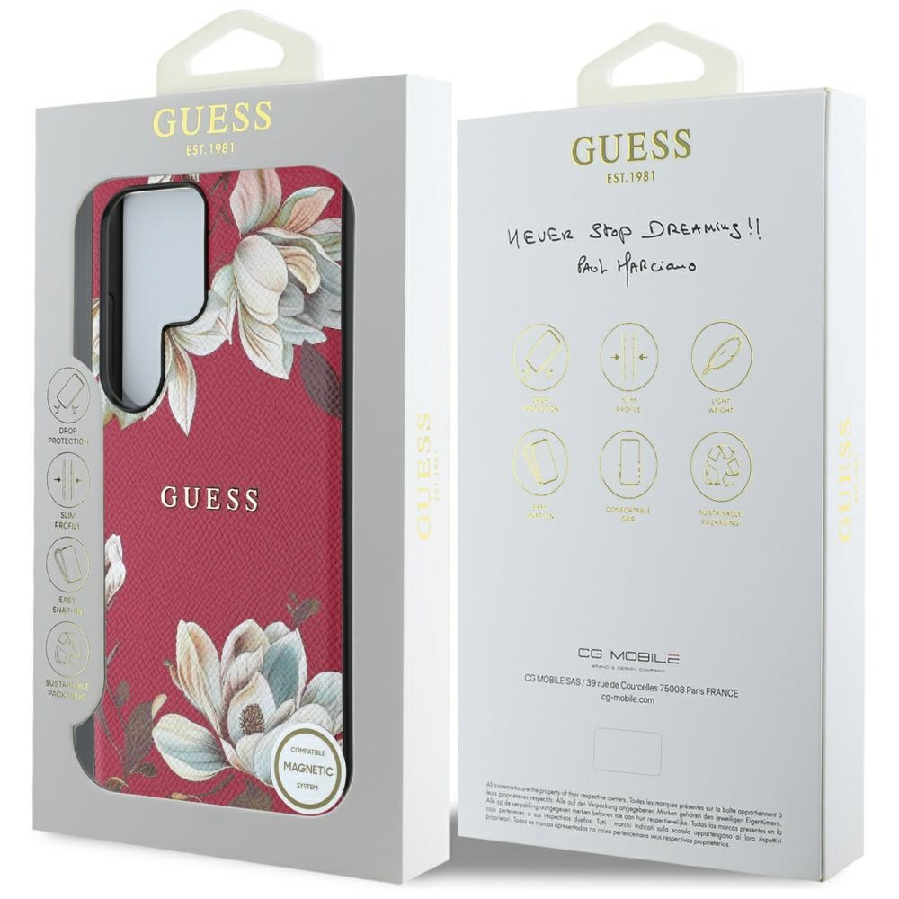 Husa pentru Samsung Galaxy S25 Ultra - Guess Grained Flowers MagSafe  - Fuchsia [7]