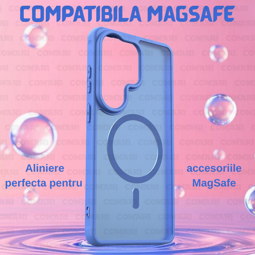 Husa pentru Samsung Galaxy S26 Ultra Comari® Pulse, compatibila MagSafe, protectie avansata, laterale ranforsate, finisaj mat translucid antiamprenta, Albastru Deschis [2]