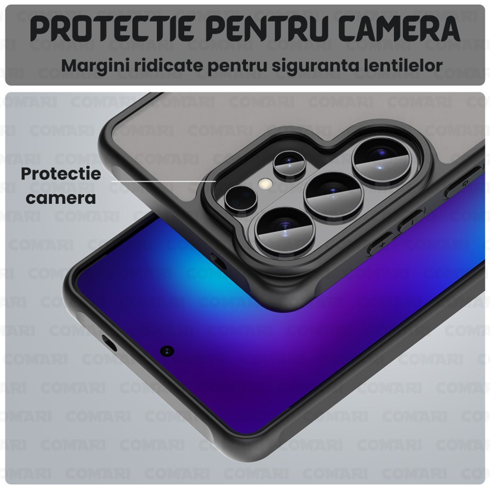 Husa pentru Samsung Galaxy S26 Ultra Comari® Pulse, compatibila MagSafe, protectie avansata, laterale ranforsate, finisaj mat translucid antiamprenta, Negru [3]