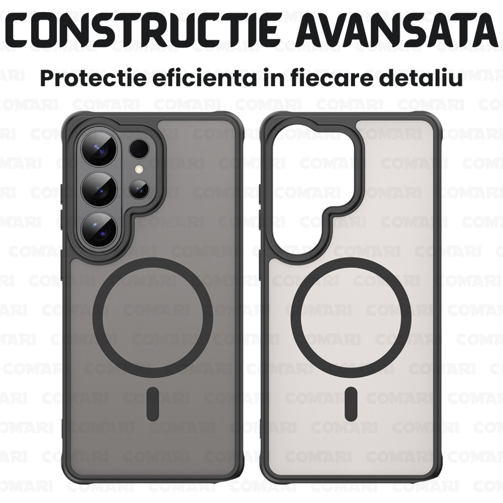 Husa pentru Samsung Galaxy S26 Ultra Comari® Pulse, compatibila MagSafe, protectie avansata, laterale ranforsate, finisaj mat translucid antiamprenta, Negru [2]