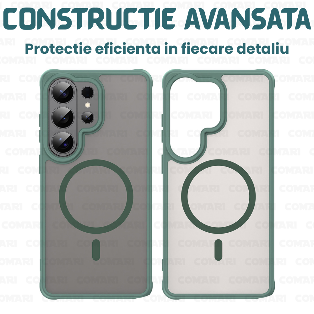 Husa pentru Samsung Galaxy S26 Ultra Comari® Pulse, compatibila MagSafe, protectie avansata, laterale ranforsate, finisaj mat translucid antiamprenta, Verde [2]