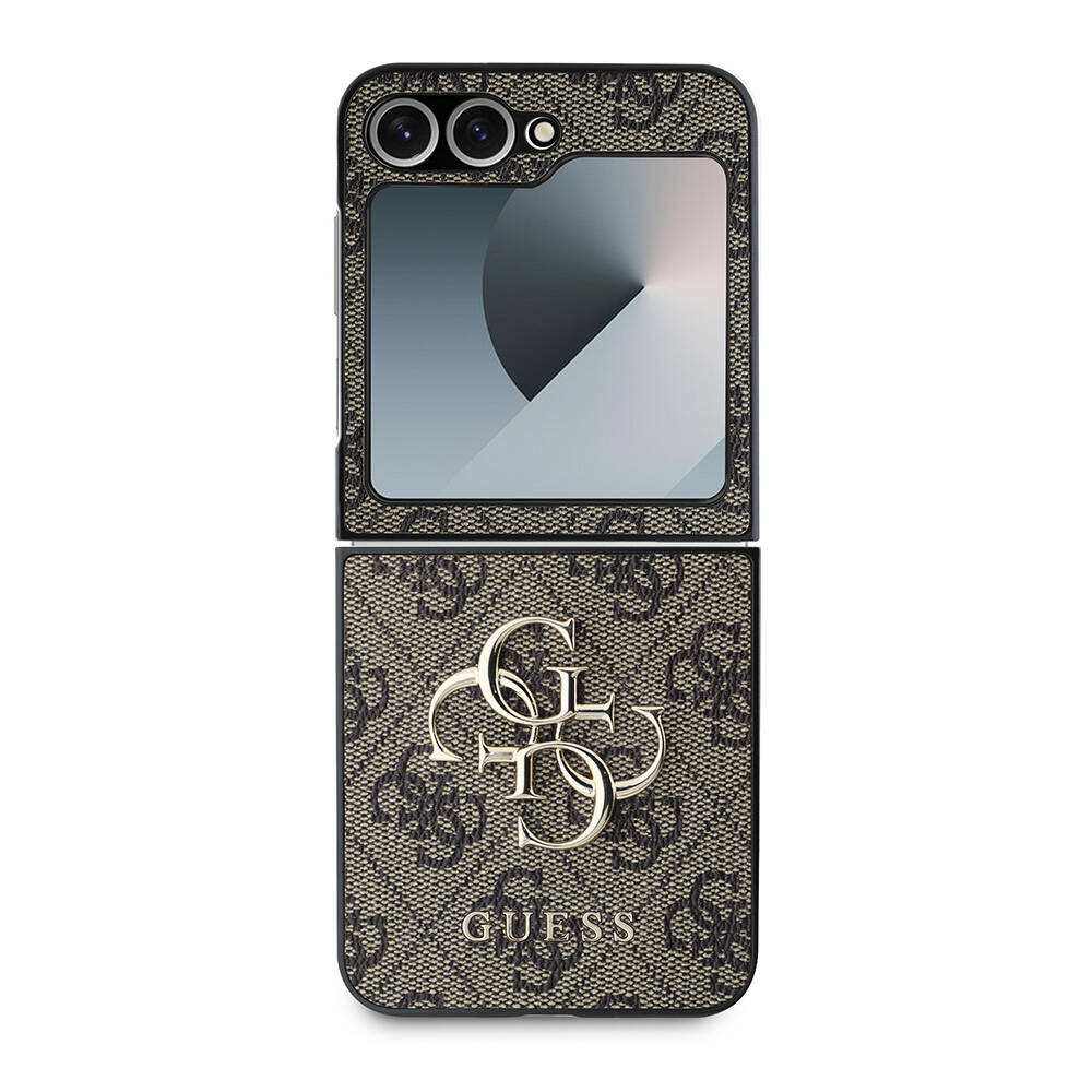 Husa pentru Samsung Galaxy Z Flip6 - Guess Leather 4G Metal Logo  - Brown [2]