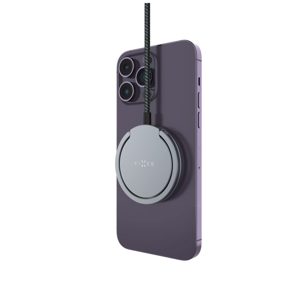 Incarcator Magnetic cu Cablu si Suport, Qi2, 1.2m - Fixed (FIXMPADP-GR) - Gray [4]
