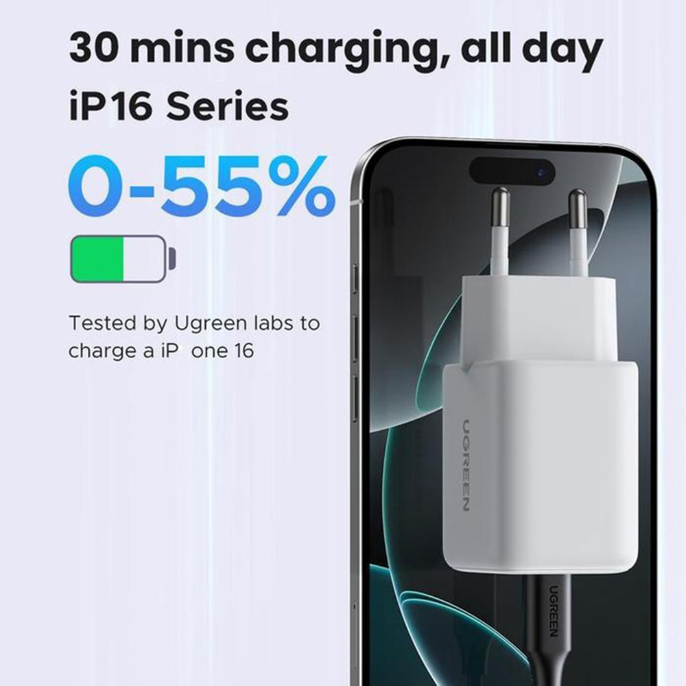 Incarcator USB, Type-C, GaN Fast Charger, 30W, QC3.0 - Ugreen X516 (65015) - White [9]