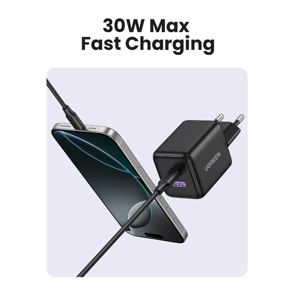 Incarcator USB, Type-C, GaN Fast Charger, 30W, QC3.0 - Ugreen X516 (65016) - Blue [3]
