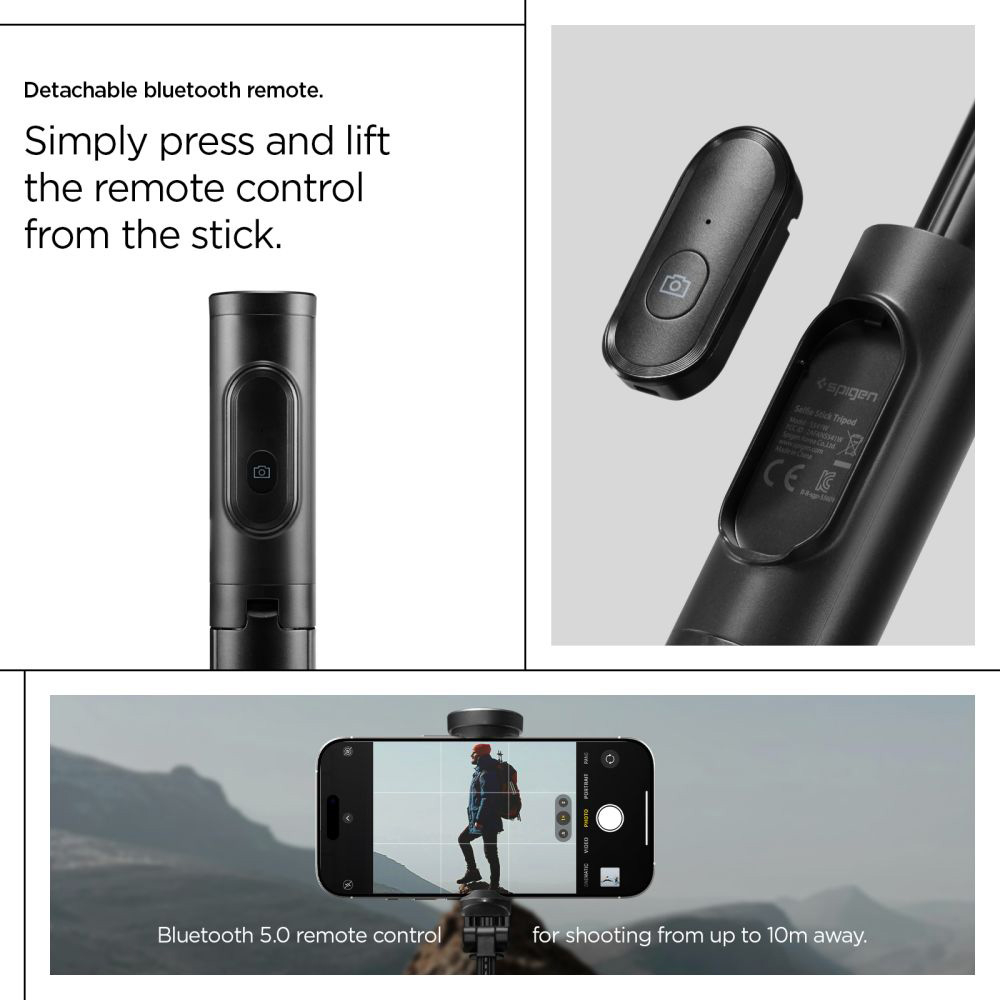 Selfie Stick Bluetooth cu Telecomanda- Spigen (S541W) - Black [21]