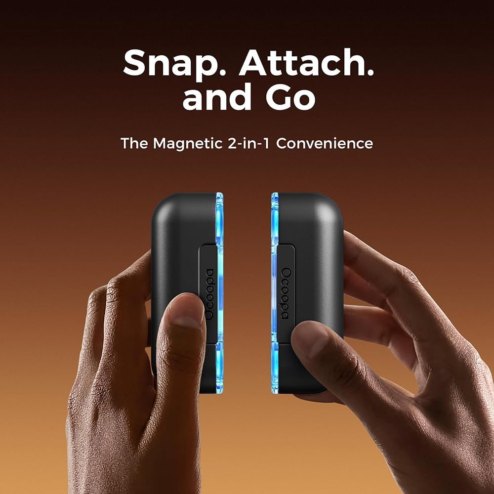 Set Hand Warmer cu Lumini RGB, Power Bank, Type-C, Magnetic, MagTwins, 2x 5000mAh - Ocoopa (UT4103-BK) - Black [6]