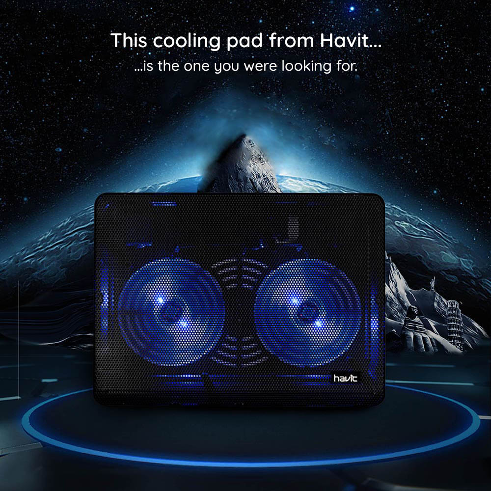 Stand pentru Racire 9 - 15.6", 2x USB2.0, 1000RPM - Havit (F2035) - Black [5]