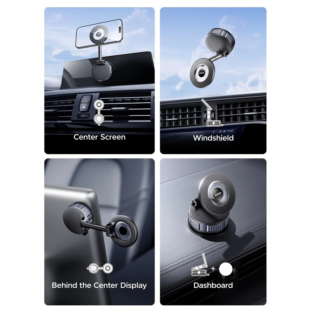 Suport Auto Magnetic Ugreen MagSafe Ventuza Reglabil Black [6]