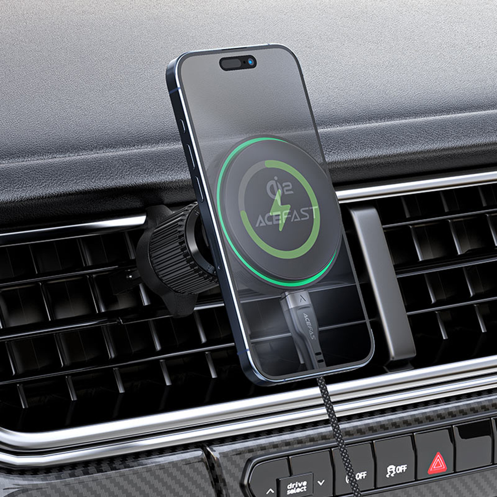 Suport Auto Wireless pentru Telefon, LED Ambient Light, Qi2, 15W - Acefast (D33) - Black [5]