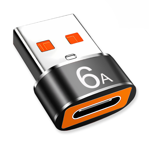 Conectica - Adaptor USB-C la USB-A, 6A, Aluminiu - Techsuit HyperPort (A4) - Black / Orange