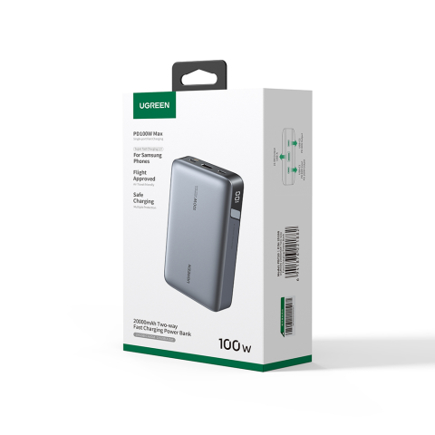 Baterie Externa cu Display Digital, 20000mAh, USB, Type-C, 100W, 5V/3A - Ugreen PB720 (25188) - Black [6]