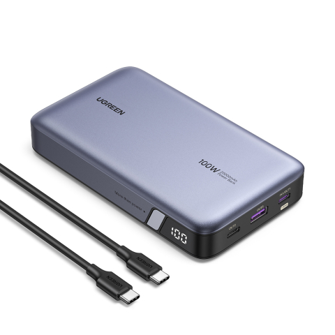 Incarcatoare - Baterie Externa cu Display Digital, 20000mAh, USB, Type-C, 100W, 5V/3A - Ugreen PB720 (25188) - Black