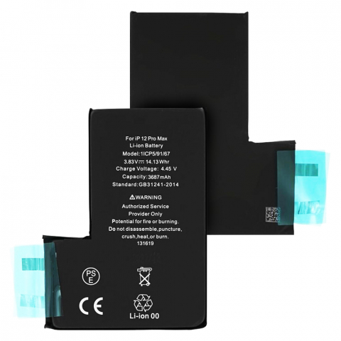 Acumulatori - Baterie pentru iPhone 12 Pro Max, 3687mAh, fara prindere - OEM - Black