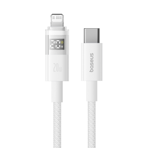 Cablu de Date cu Afisaj Digital, Type-C la Lightning, 20W, 2m - Baseus Display 2 (P10382703211-01) - Moon White [1]