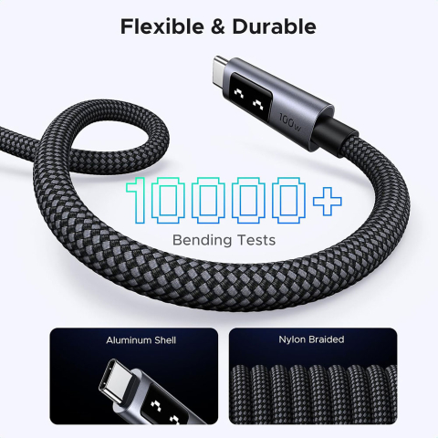 Cablu de Date USB-C la USB-C, 5A, 100W, 2m - Ugreen L509 (35512) - Space Gray [6]