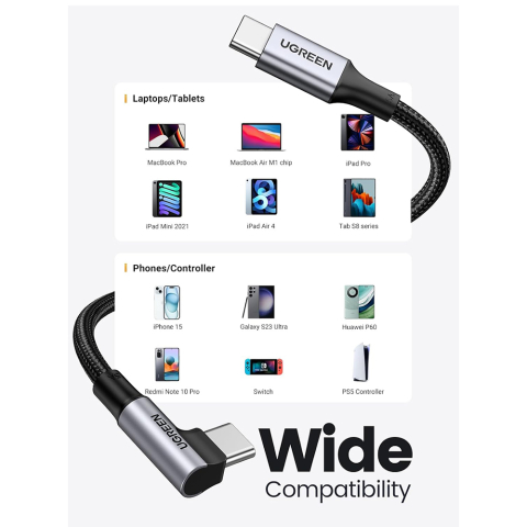 Cablu Ugreen USB-C 100W Mufa L 1m Fast Charge [4]