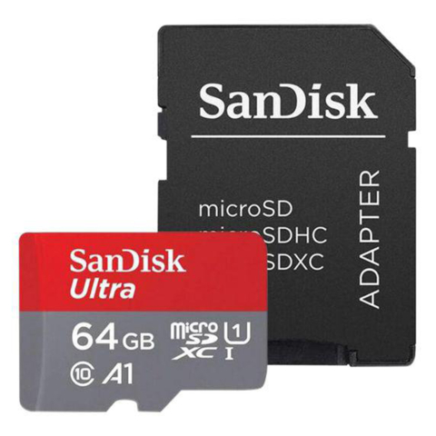 PC, Periferice & Componente - Card de Memorie, 64GB, MicroSDXC - SanDisk (SDSQUAB-064G-GN6MA) - Red / Grey